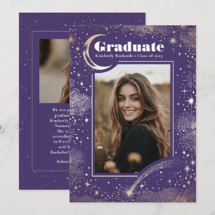 Celestial Modern Lila Student Photo Studenten Meddelande
