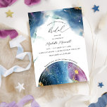 Celestial Möhippa Constellations and Stars Inbjudningar<br><div class="desc">Unik inbjudningskort för möhippan med delikat vattenfärgsstjärnor himlar, fantastisk konstellationshierarki och moderna, handskrivna kalligrafidetaljer i en vacker blandning av blått, marin, teal, turkos, lila, magenta, fuchsia och guld. Det är idealiskt för kemi, astrologi, kosmi och stjärnduschteman. Förmåga att byta möhippa "dusch" för "brunch", "par dusch" och "bachelorette party"... som en...</div>