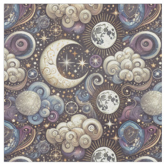 Celestial Mönster-Seamless Måne och Stars design Tyg