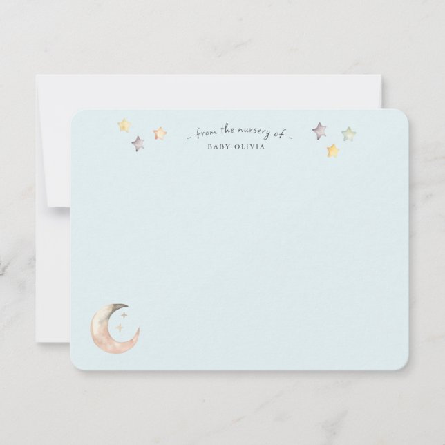  Celestial Moon and Stars Blue Baby Boy Shower Tack Kort (Framsida)