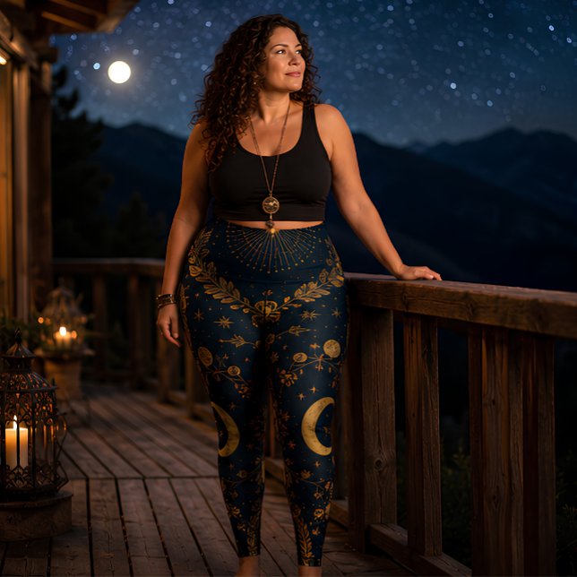 Celestial Moon and Stars Boho Astrologi Leggings (Skapare uppladdad)