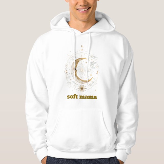 Celestial Moon and Stars Boho Soft Mama Mystisk A Hoodie (Framsida)