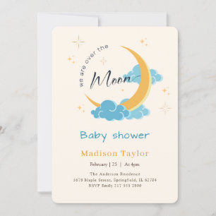 Celestial Moon and Stars Himmel Bebis Dusch Inbjudningar