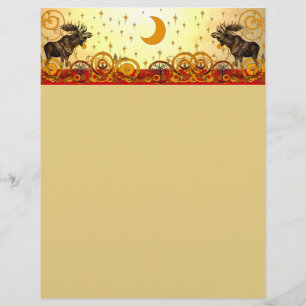 Celestial Moon and Stars Vintage Älg Jul