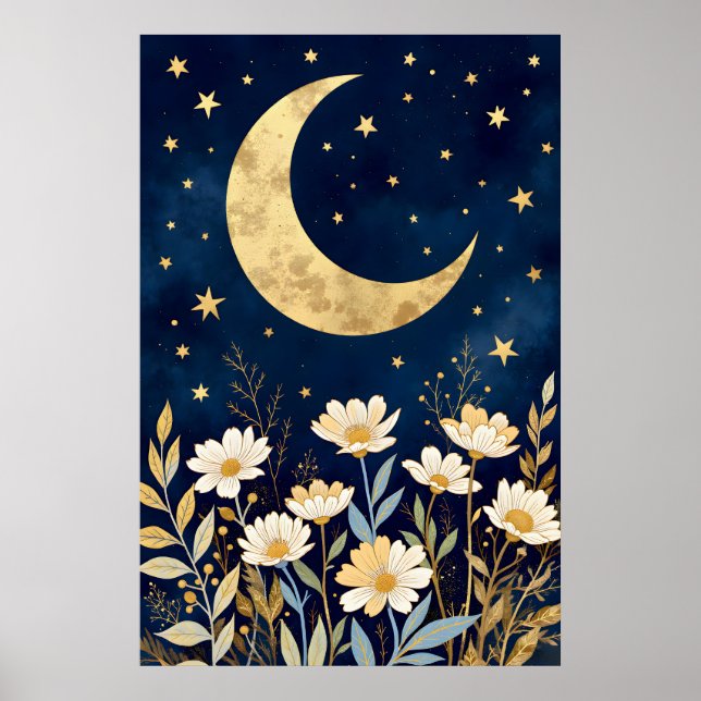 Celestial Moon and Wildflowers Poster (Framsidan)
