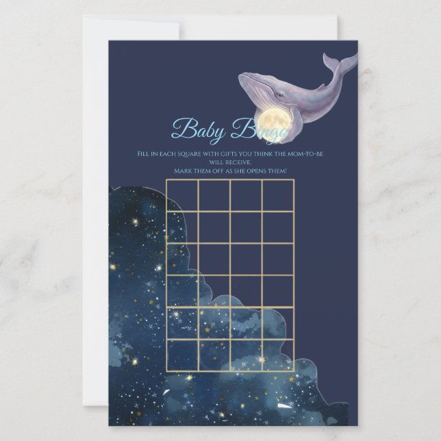 Celestial Moon Baby Bingo Spelkort | Val och måne (Framsida)