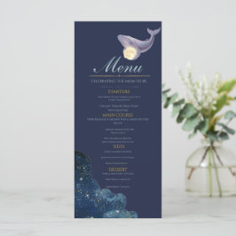 Celestial Moon Baby Shower Meny Kort | Whale & Moo