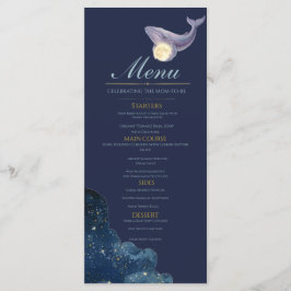 Celestial Moon Baby Shower Meny Kort | Whale & Moo