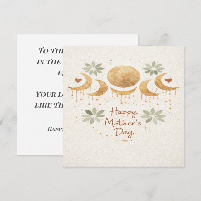 Celestial Moon Boho Mother's Day Card Kort (Fram/baksida)