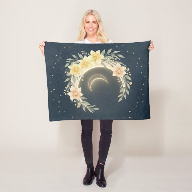 Celestial Moon & Daffodil Baby Fleece Blanket (På plats)