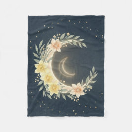 Celestial Moon & Daffodil Baby Fleece Blanket