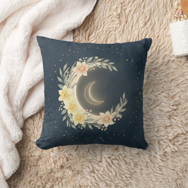 Celestial Moon & Daffodil Nursery Pillow Kudde (Filt)
