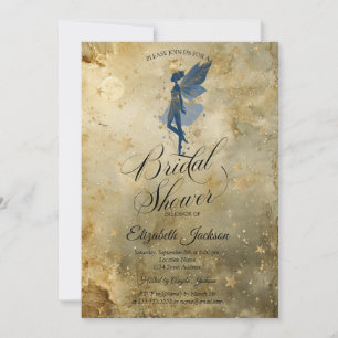 Celestial Moon Fairy Girl Guld Bröllopsdusch Inbjudningar