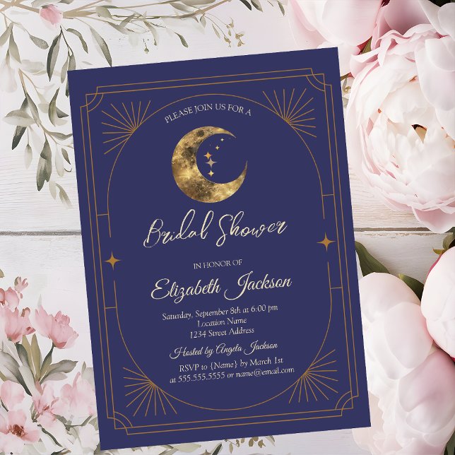 Celestial Moon Frame Lila Bröllopsdusch Inbjudningar (Skapare uppladdad)