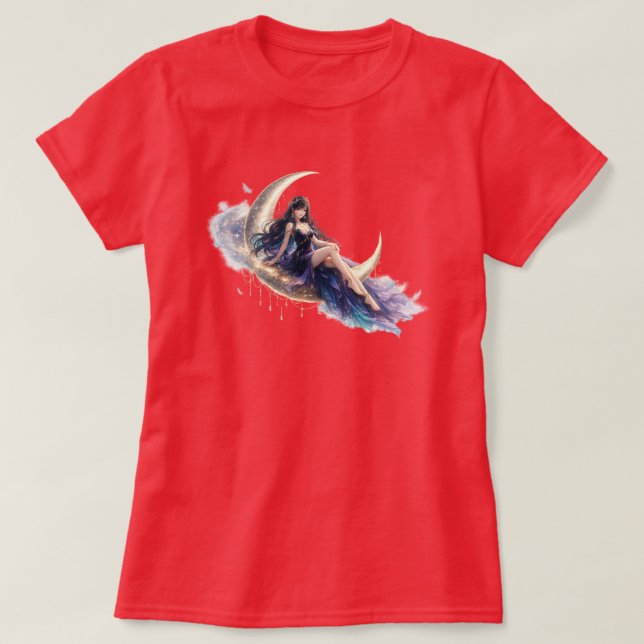 Celestial Moon Goddess Dam-T-Shirt | Fantasy A T Shirt (Design framsida)