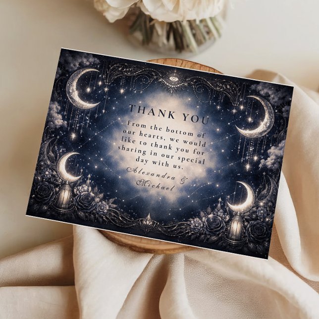 Celestial Moon Gothic Wedding Tack Kort (Skapare uppladdad)