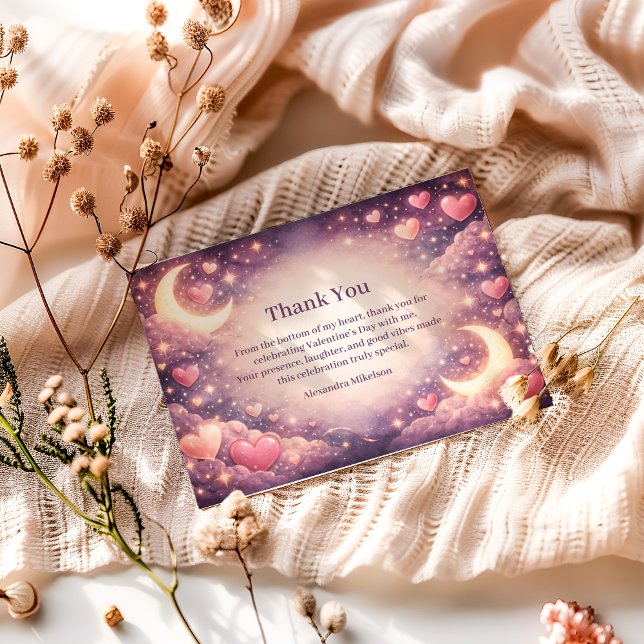 Celestial Moon Hearts Valentine Party Tack Kort (Skapare uppladdad)