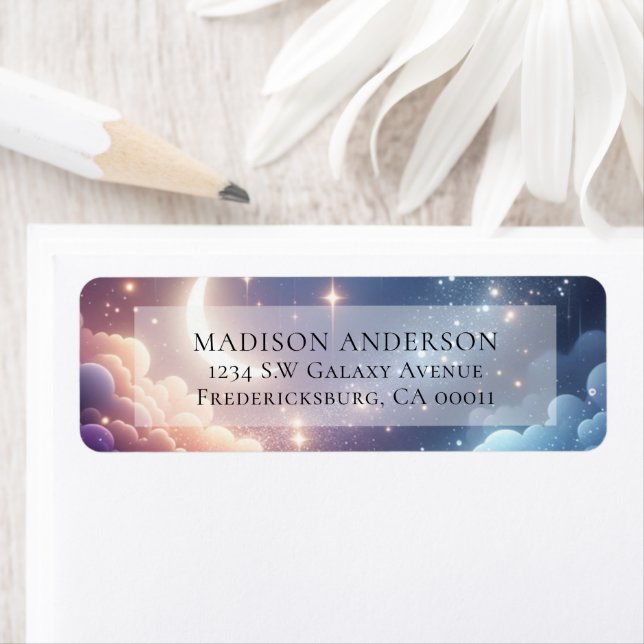 Celestial Moon och Stars Wedding Address Returadress Etikett (Insitu)