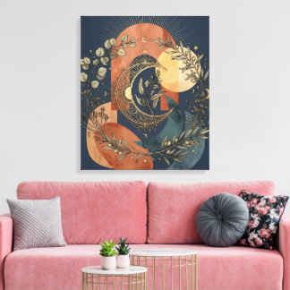 Celestial Moon och Sun Gold Arch Canvastryck