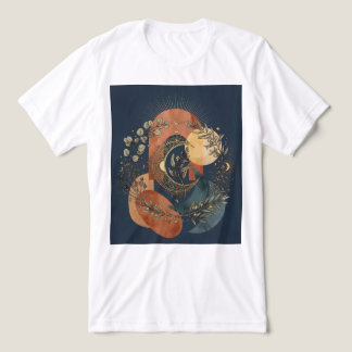 Celestial Moon och Sun Gold Arch Mystisk Botanisk T Shirt