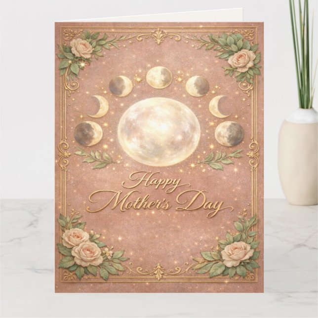 Celestial Moon Phase Mother's Day Card Kort (Framsida)