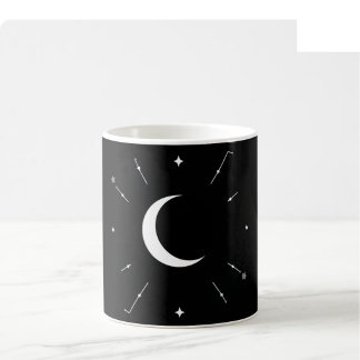 Celestial Moon Phase Mug - Svart & Vitt (Full Wra Kaffemugg