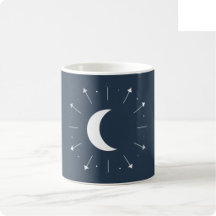 Celestial Moon Phase Mugg - Djup Navy & Silver (Fu