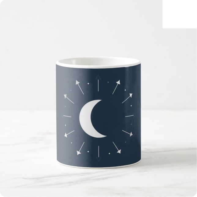 Celestial Moon Phase Mugg - Djup Navy & Silver (Fu (Skapare uppladdad)