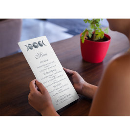 Celestial Moon Phases Boho Editable Wedding Menu Meny