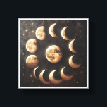 Celestial Moon Phases Cycle - Mystical Gold and Ch Canvastryck<br><div class="desc">A captivating celestial composition depicting the various phases of the moon in a circular arrangement. Each moon phase is richly textured with craters and golden highlights, set against a deep charcoal sky filled with shimmering stars and nebula dust. Perfect for astronomy lovers, mystical home decor, or as a serene focal...</div>