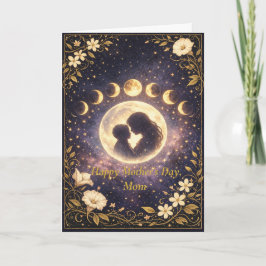 Celestial Moon Phases Floral Night Sky Design Kort