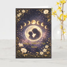Celestial Moon Phases Floral Night Sky Design Kort