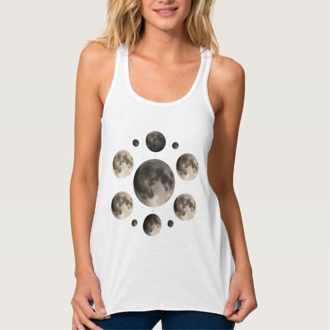 Celestial Moon Phases Mandala Astronomy Art Linne Med Racerback (Framsida)
