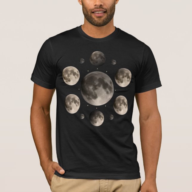 Celestial Moon Phases Mandala Astronomy Art T Shirt (Framsida)