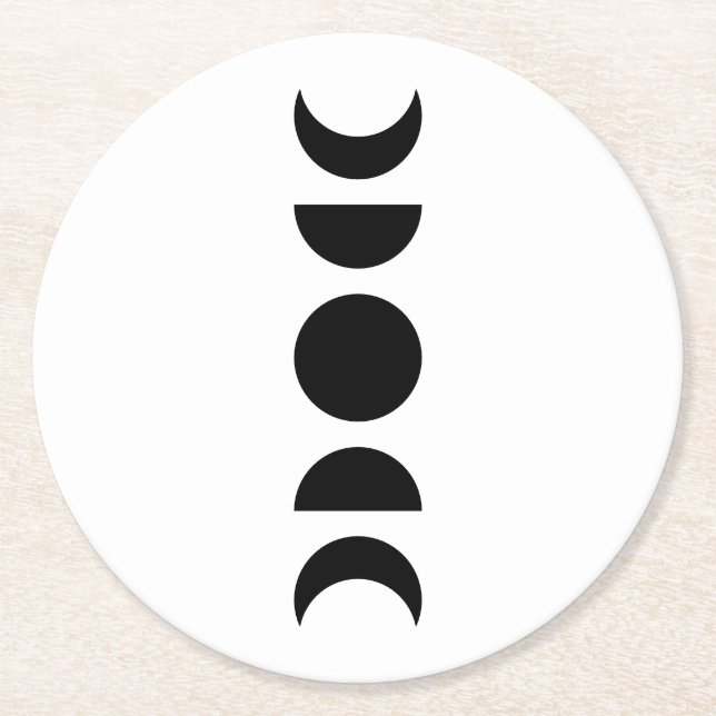 Celestial Moon Phases Underlägg Papper Rund (Framsidan)