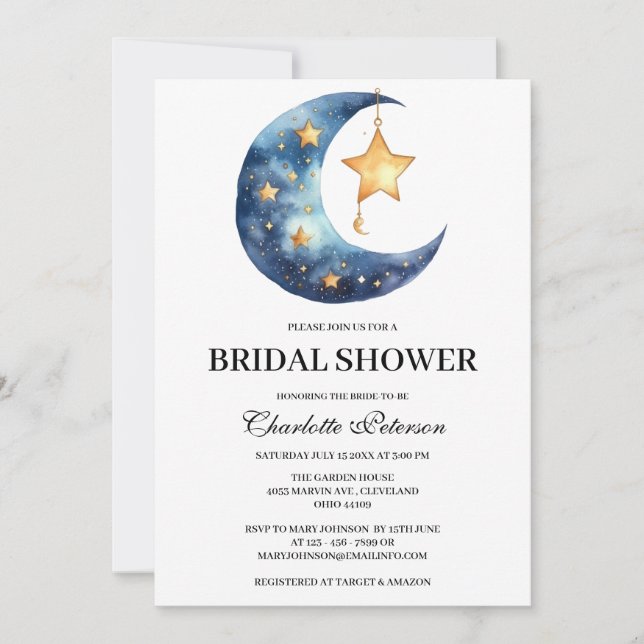 Celestial Moon Star Bröllopsdusch  Inbjudningar (Framsida)