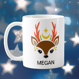 Celestial Moon & Star Reindeer Face Holiday Kaffemugg