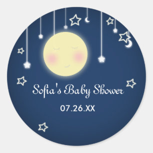 Celestial Moon Stars Baby Shower Party-dekal Runt Klistermärke