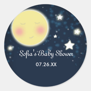 Celestial Moon Stars Baby Shower Party-dekal Runt Klistermärke