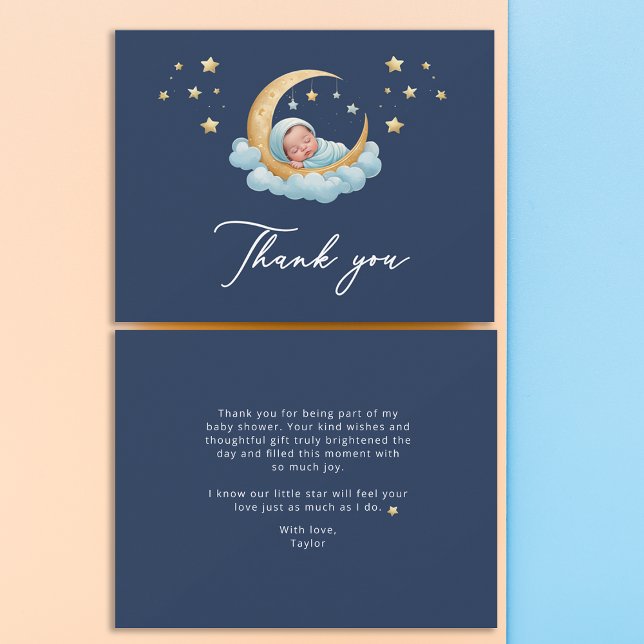 Celestial Moon Stars Baby Shower Tacksamhetskort Tack Kort (Skapare uppladdad)