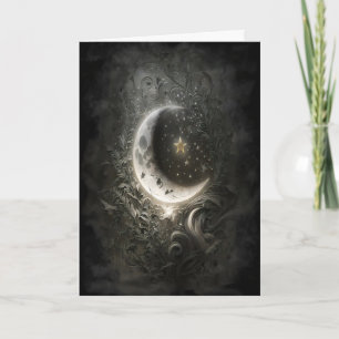 Celestial Moon Stars Blommig Vintage Tarot Vägg Kort