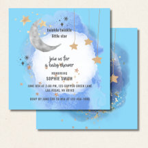 Celestial Moon Stars, Dark Blue And Gold