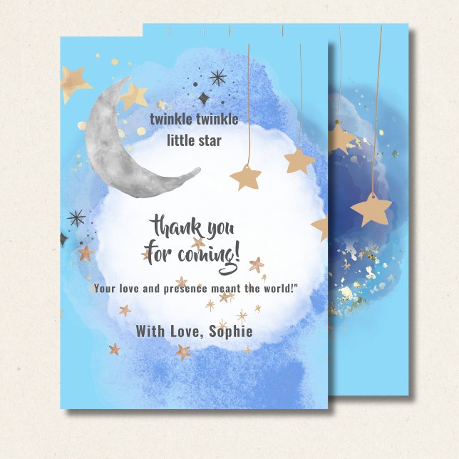 Celestial Moon Stars, Dark Blue And Gold Tack Kort (Skapare uppladdad)