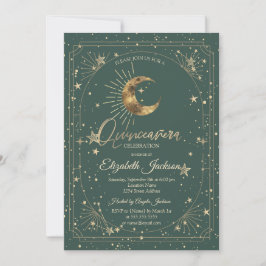 Celestial Moon Stars Frame Quinceanera Inbjudningar