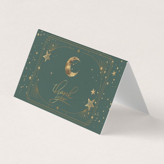 Celestial Moon Stars Frame Thank You Card Visitkort (Framsida)