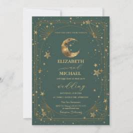 Celestial Moon Stars Frame Wedding Inbjudningar