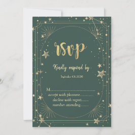 Celestial Moon Stars Frame Wedding RSVP   Inbjudningar