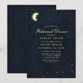 Celestial Moon Stars Midnatt Provgala Middag Inbjudningar