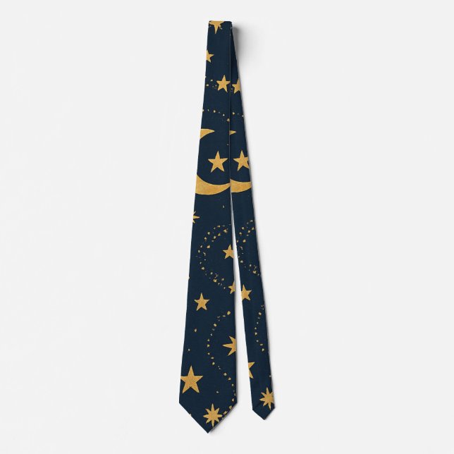 Celestial Moon & Stars Mönster – Midnatt Slips (Framsida)