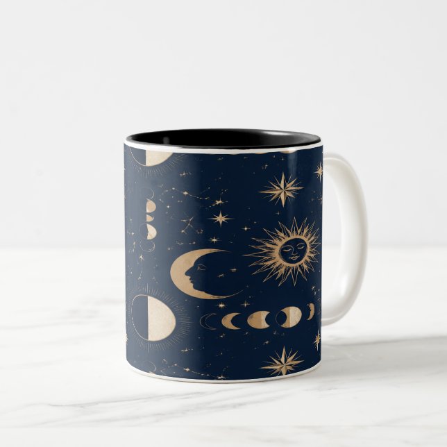 Celestial Moon Stars Mug Två-Tonad Mugg (Framsida höger)